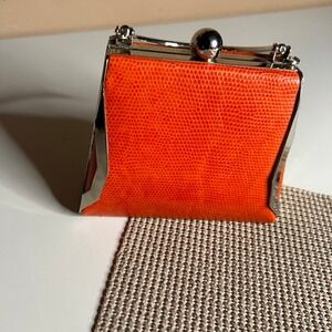 Bijoux Terner Lizard Embossed Mini Top Handle Kiss Lock Evening Bag Clutch